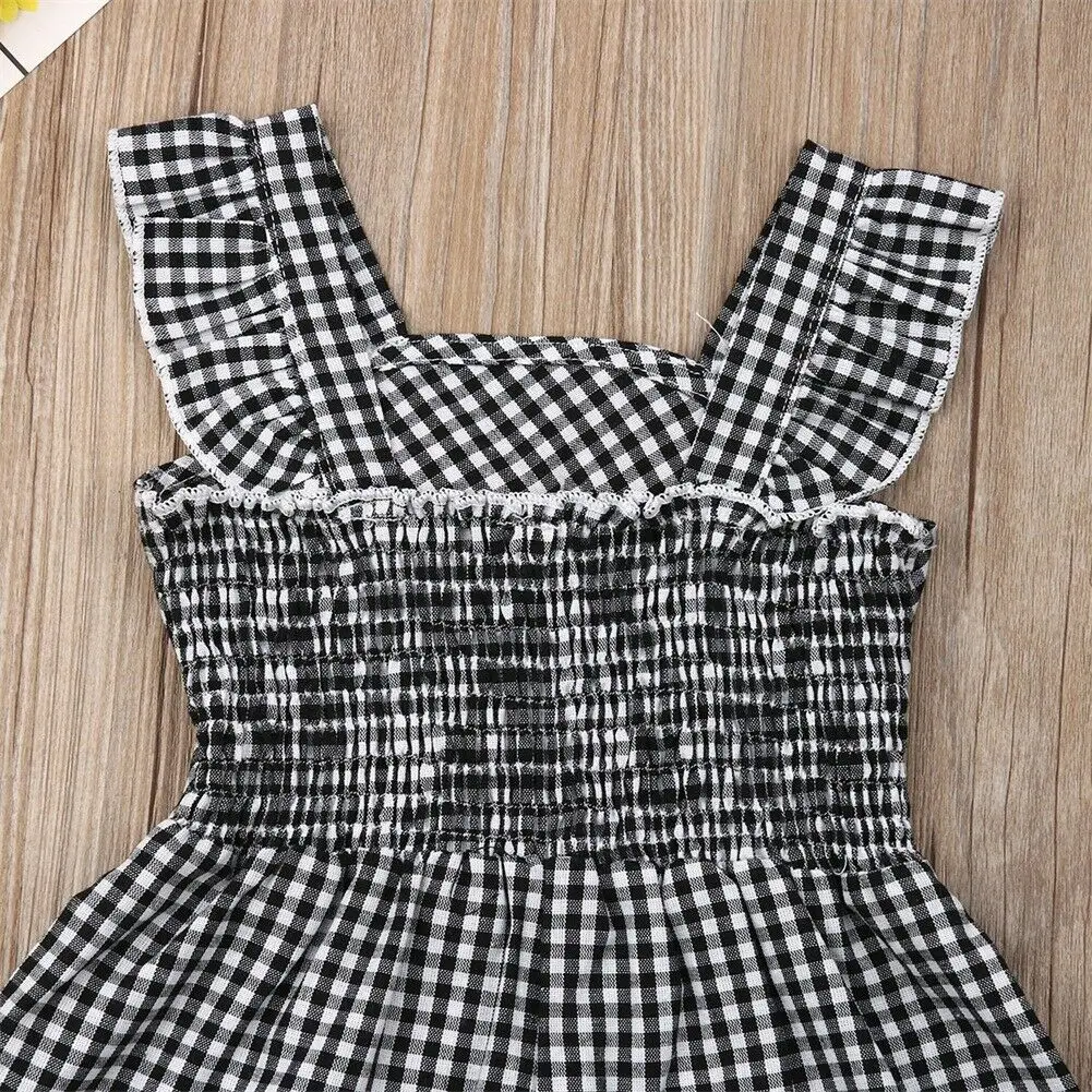 

Toddler Infant Kids Baby Girl Romper 2020 New Summer Sleeveless Lace Plaid Bowknot Jumpsuit Playsuit Outfit 1-6Y Girls Clothes
