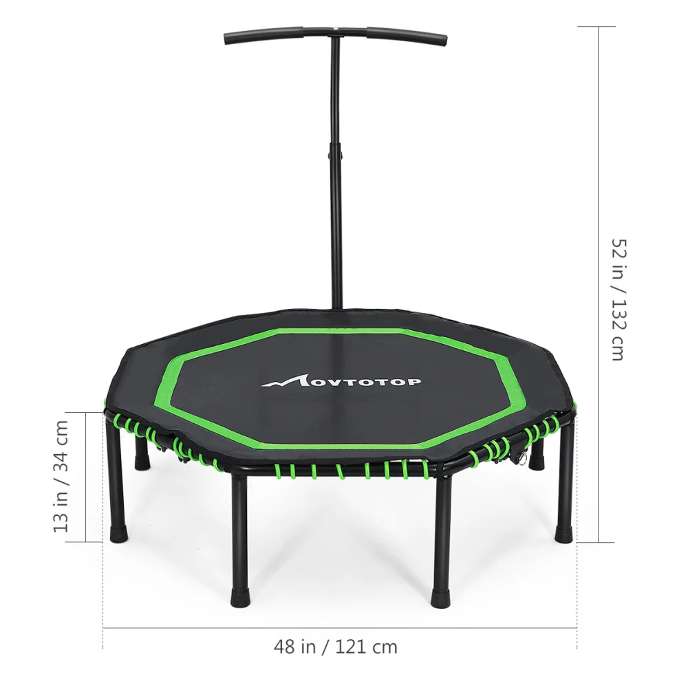 

MOVTOTOP 48 Inches Folding Trampoline Fitness Trampoline Trainer Aerobic Fitness Exercise Cardio with Handrail