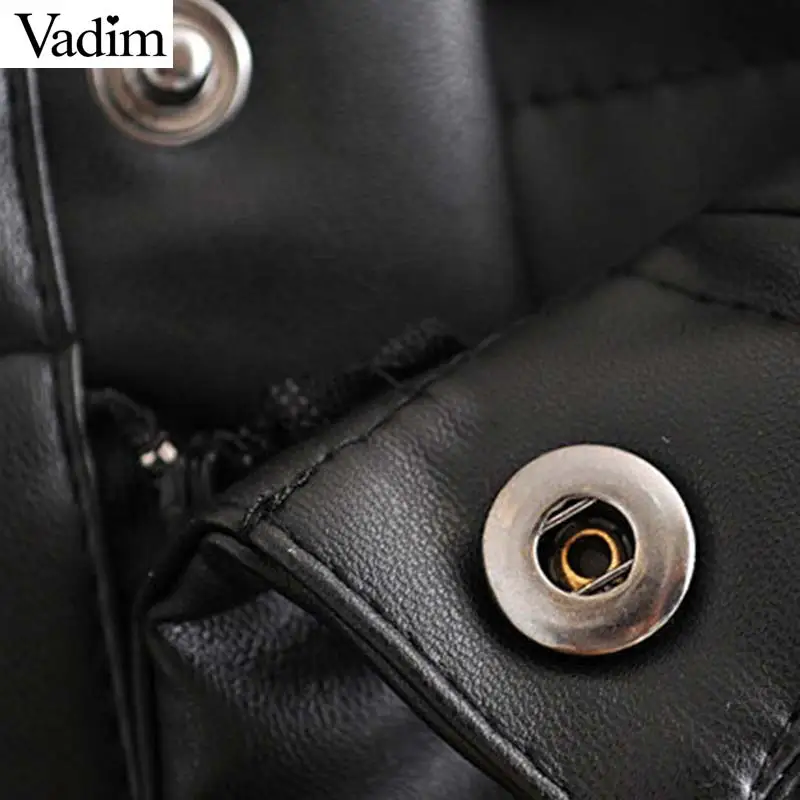 Vadim женские шикарные черные штаны из искусственной кожи с карманами на молнии