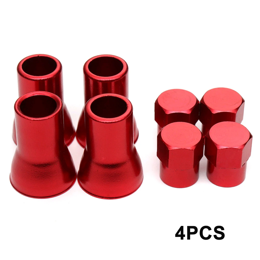 

4Pcs TR413 Red Aluminium Alloy Car Tire Wheel Tyre Valve Stem Hex Caps w/ Sleeve Cover Universal For Car SUV Truck
