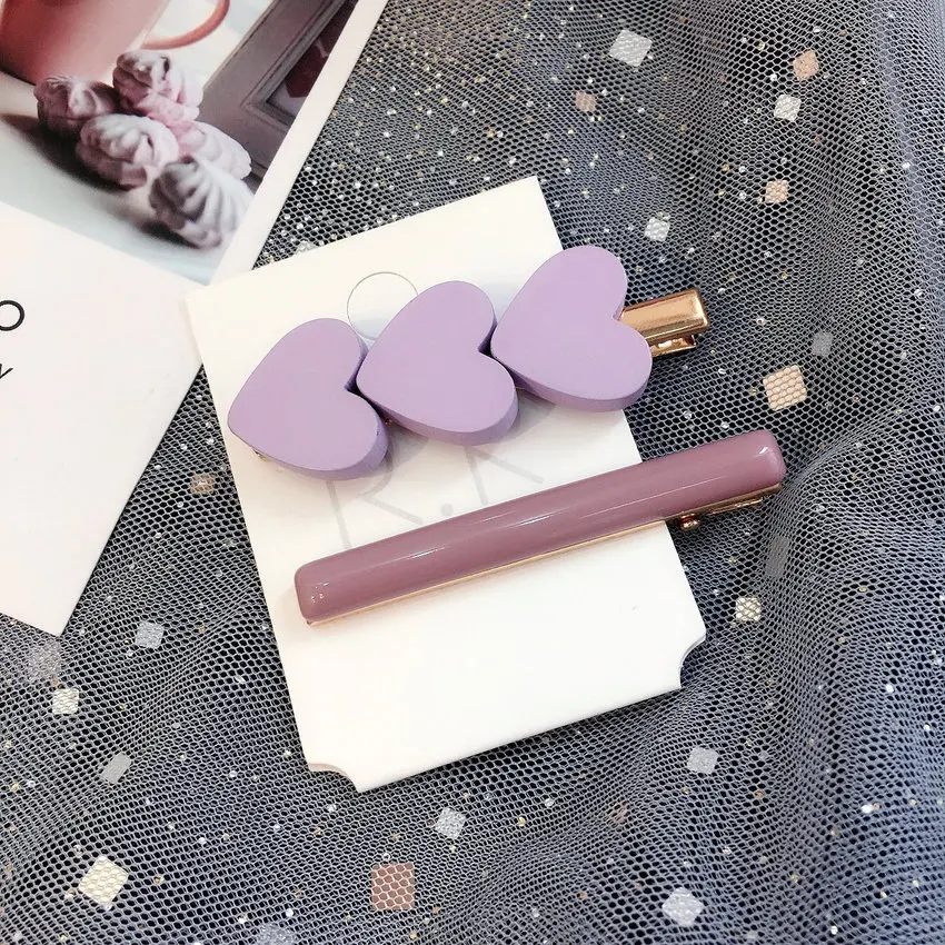 Корейские заколки из дерева в форме сердца в стиле осени для девочек и женщин, модные аксессуары оптом.