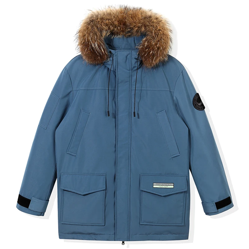 Зимняя длинная куртка на утином пуху Мужская Высококачественная парка унисекс