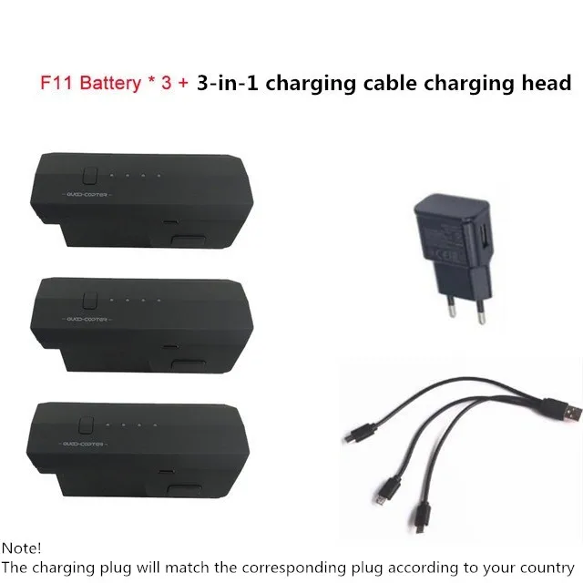 3battery 3in1charger 11,1 В 2500 мАч оригинальная литиевая батарея для SJRC F11 Дрон Квадрокоптер аксессуары батарея самолет рука и мотор запасные - Цвет: 3battery 3in1charger