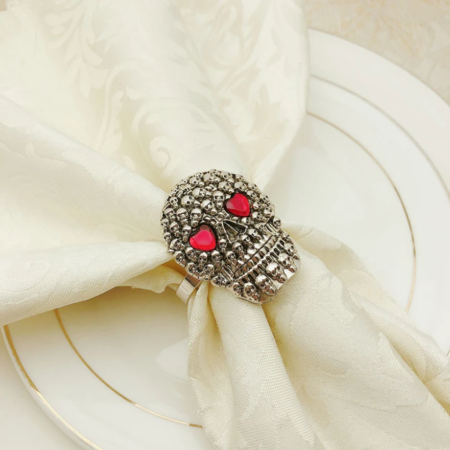 12 шт./лот новинка кольцо для салфеток Хэллоуин Череп кнопка Ретро стиль держатель