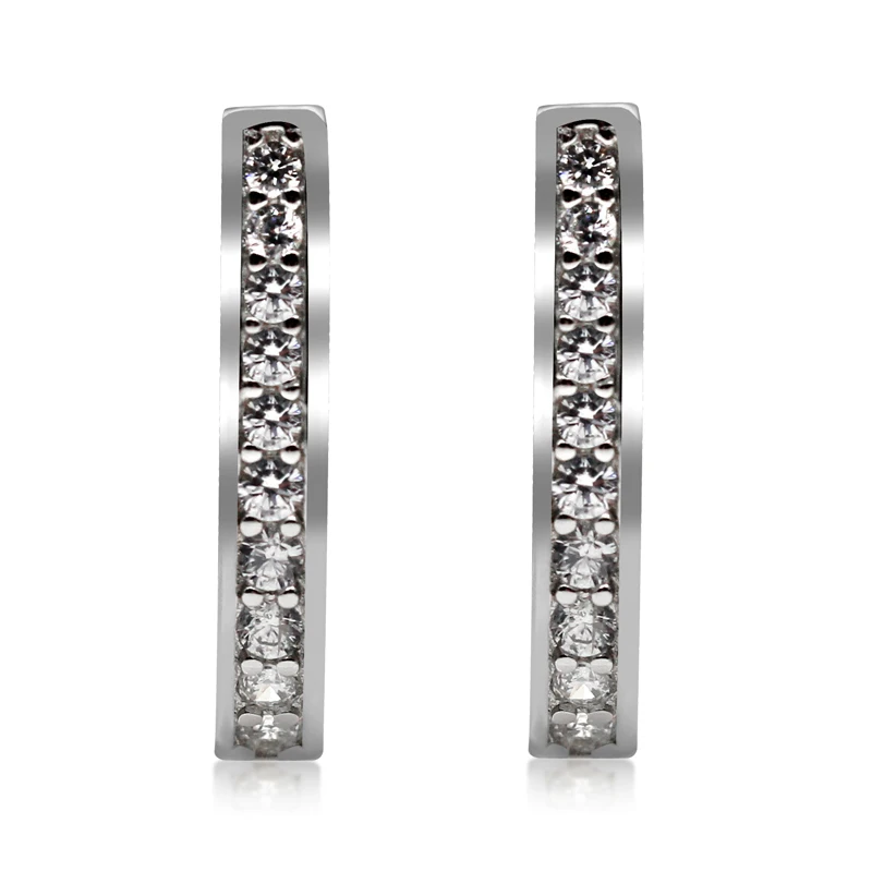 Dazzling CZ Stone Hoop Earrings 925 Sterling Silver For Women Girls Thai Classic Style Fine Jewelry | Украшения и аксессуары