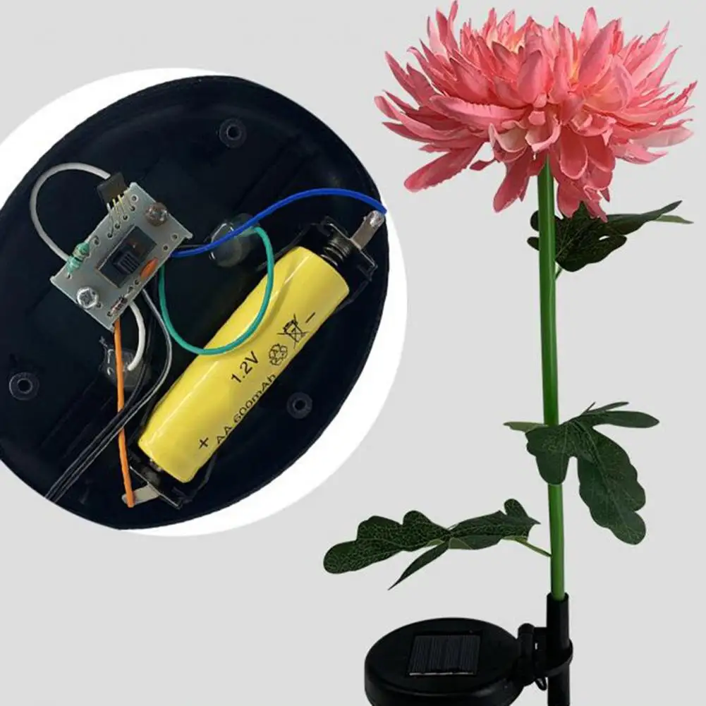 

2Pcs outdoor garden light artificial horse solar chrysanthemum artificial flower lawn inserting the ground LED lawn solar landsc