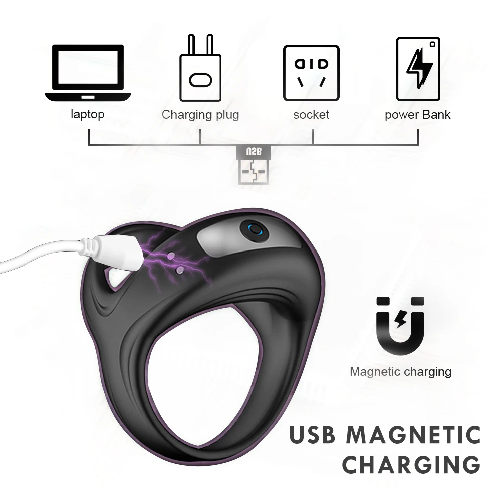 10-частотное вибрирующее кольцо на член мужское для задержки эякуляции мошонки