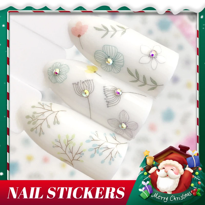 

2021 Winter Hot Selling New 3D Extremely Thin Back Glue New Unicorn Transparent Halo Dyed Flower Photo Nail Waterproof Sticker