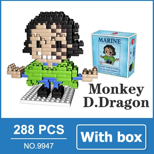 Dragon with box One Piece Ван Пис фигурки из аниме Луффи Эйс Нами Зоро Чоппер Санджи Робин фигурки аниме игрушка мини конструктор подарок для детей парень - Цвет: Dragon with box