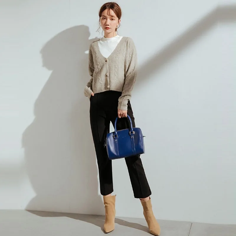 2019 Осень Зима Новый изогнутый шнур свитер пальто розовый зеленый корейский