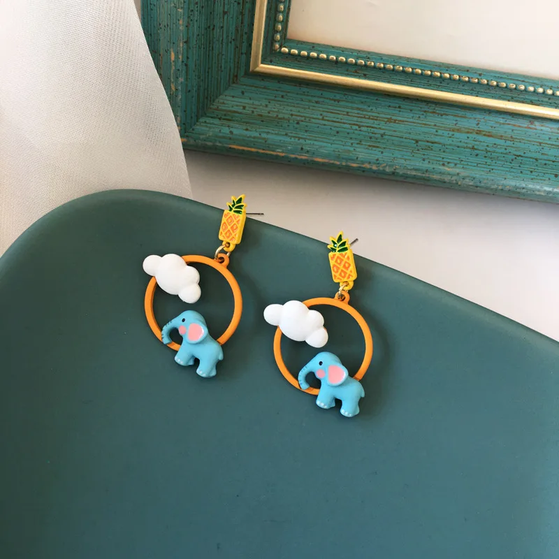

Sweet Cloud Girls Fruit Clip on Earrings No Pierced Non Piercing Ear Funny Little Elephant Earings for Women