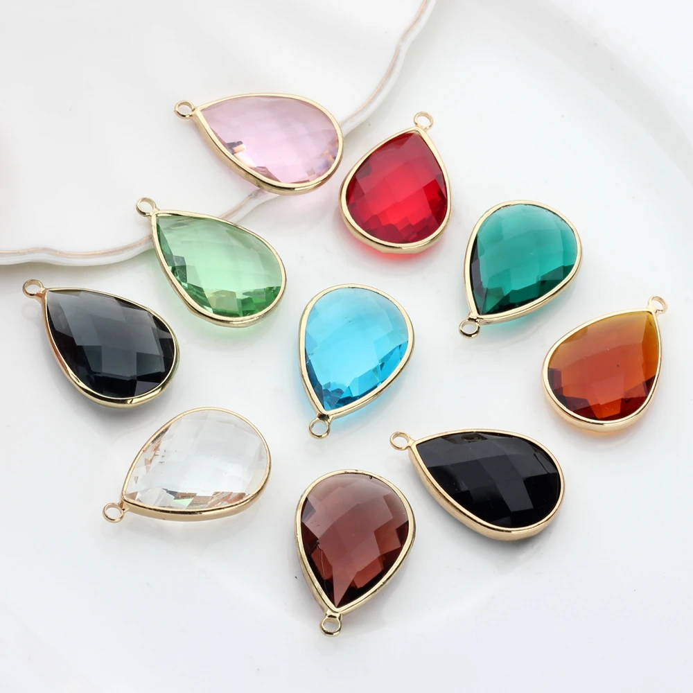 

6pcs/lot Crystal Birthstones Water Drop Charms 19*28MM For Glass Living Memory Locket DIY Accessories