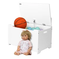 wooden toy box and storage chest entryway bench 60x36x54cm with 2 safety hinges whitegrayus stock