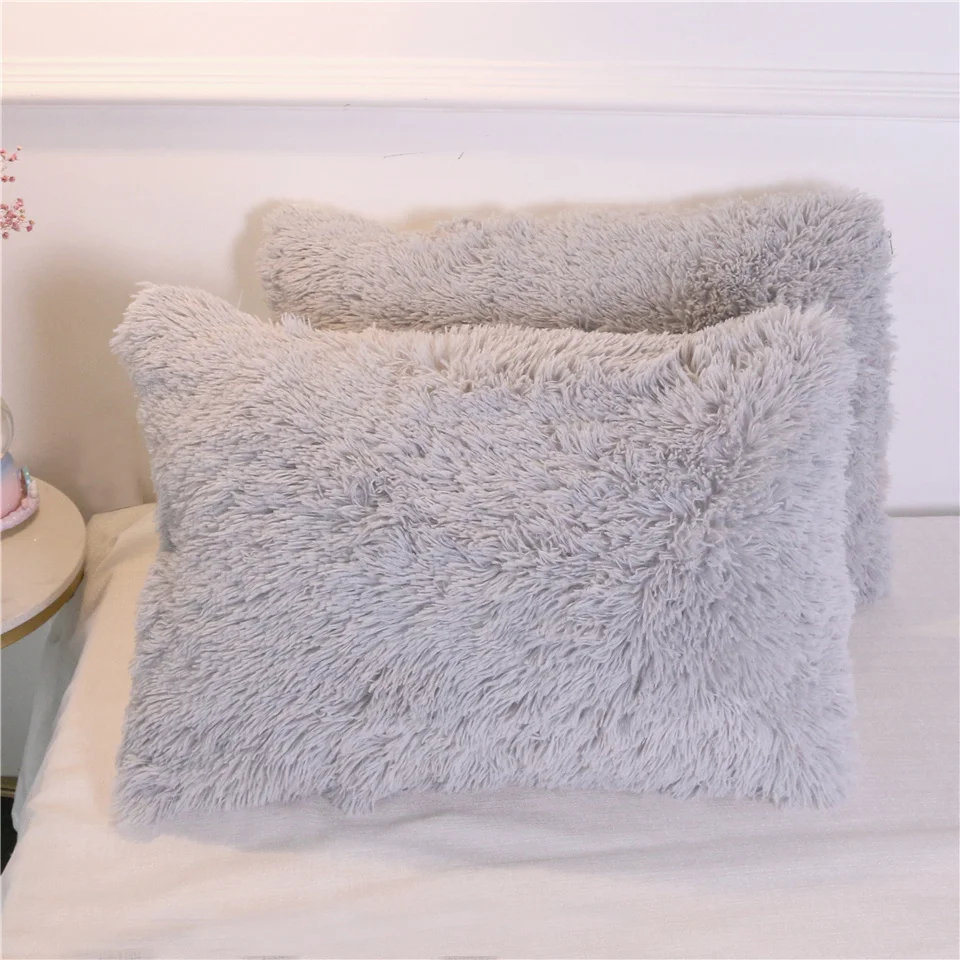 BeddingOutlet из искусственного меха с капюшоном Подушка Чехол пушистый декоративная подушка чехол прямоугольник с длинным ворсом, декоративная наволочка для подушки 1/2 шт. дропшиппинг