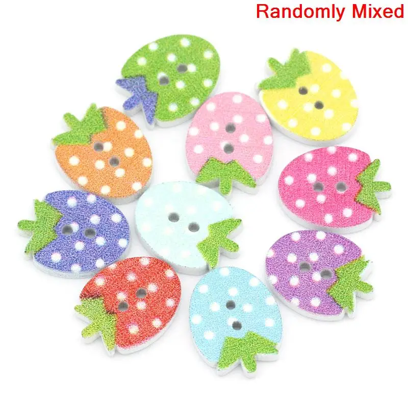 

100 PCs Wood Sewing Button Scrapbooking Strawberries At Random 2 Holes DIY Handmade Garment Sewing Accessories Crafts 16mmx12mm