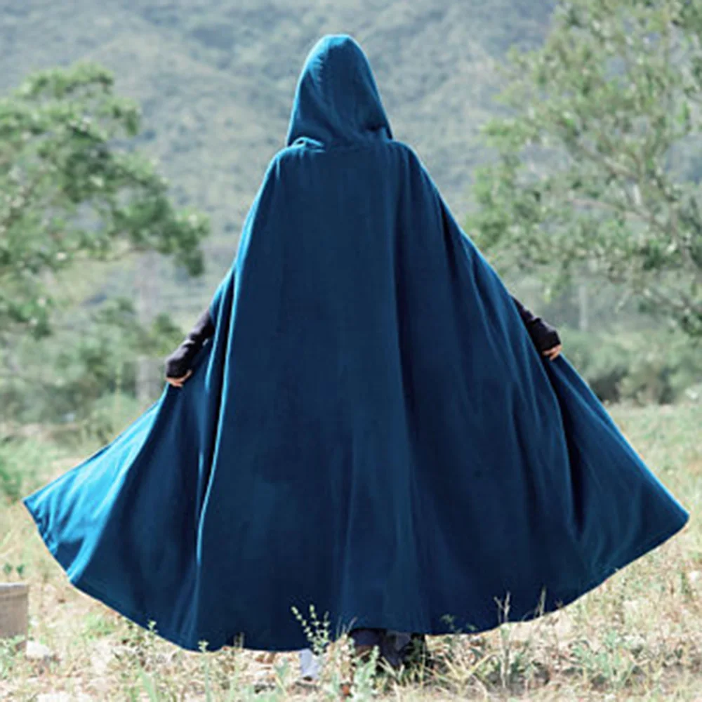 Женская шерстяная накидка зимнее теплое пальто с капюшоном готический