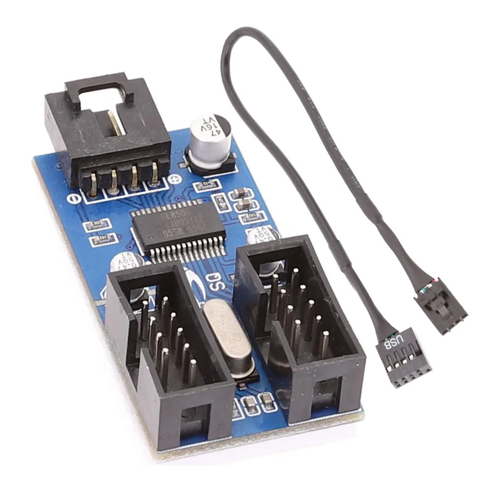 

9pin USB header 1 to 2 Female Extension Cable Card Desktop 9-Pin USB HUB USB 2.0 Jack 9 pin Connector Adapter Port Multilier