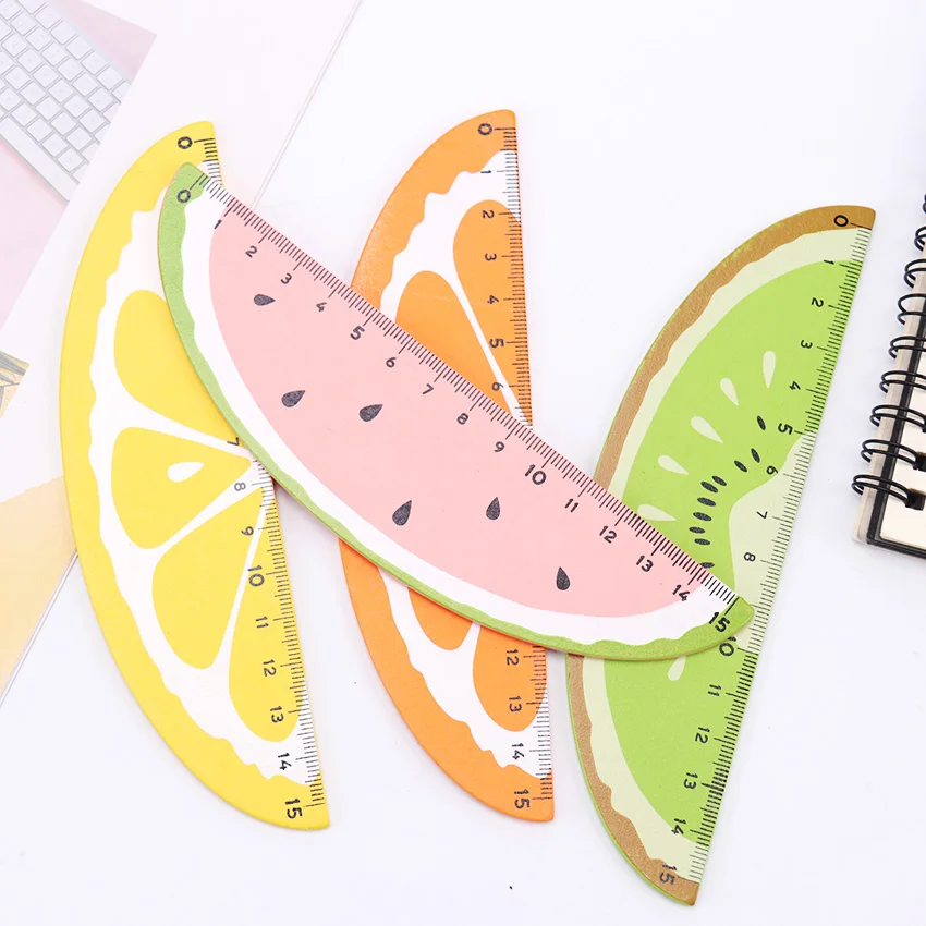 15cm Cute Wood Fruit Straight Ruler Precision Student Learning Office Stationery Drafting Supplies | Rulers
