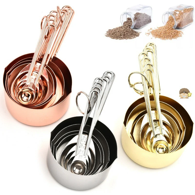 

8pcs/set Stainless Steel Measuring Cup Measuring Spoon Set Kitchen Supplies Kitchen Accessories Tools