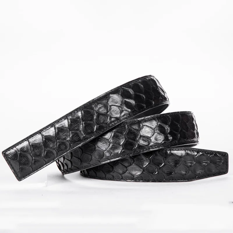 

Оригинальные Экзотические ремни из натуральной кожи питона, мужские деловые ремни, модные мужские ремни без пряжки, мужские черные ремни из...
