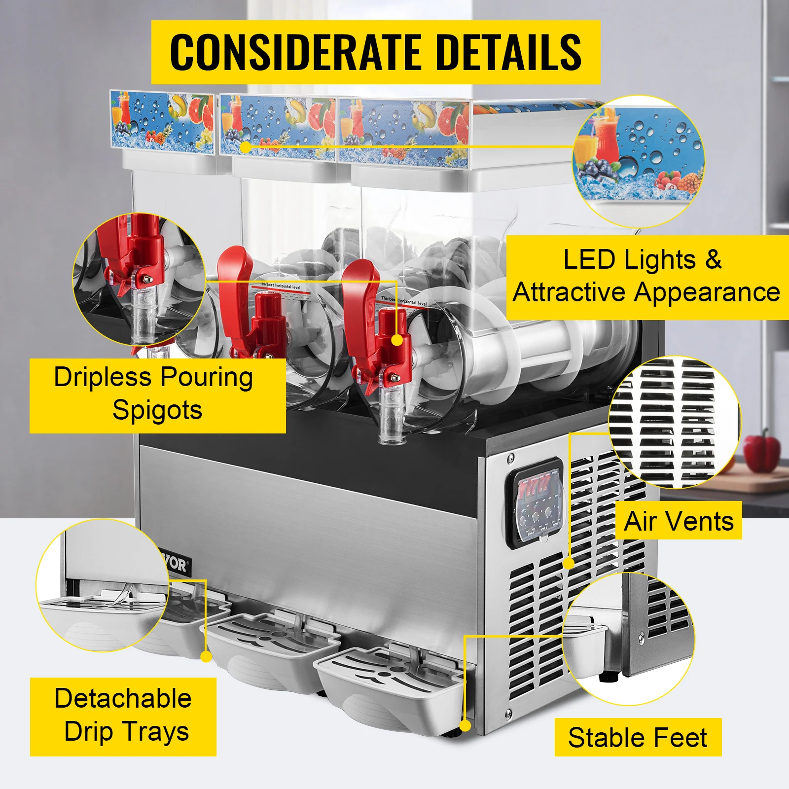 vevor commercial slushy machine 24303645l slush maker frozen drink dispenser ice cool juice smoothie making kitchen appliance free global shipping