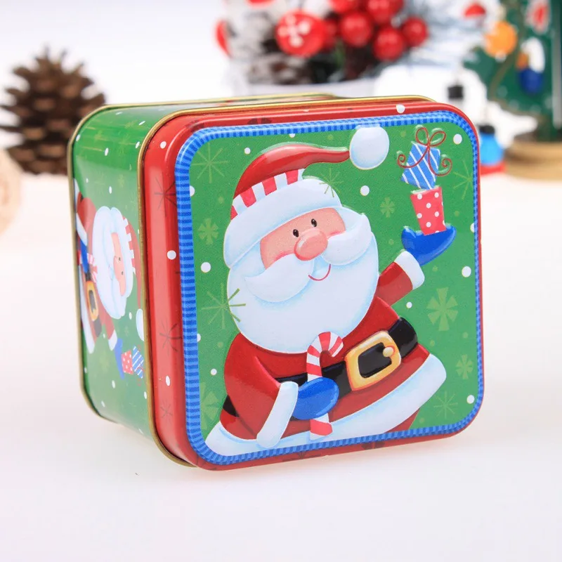 Santa Claus Pattern Christmas Candy Box Cookie Storage Container Themed Metal Empty Tins | Дом и сад