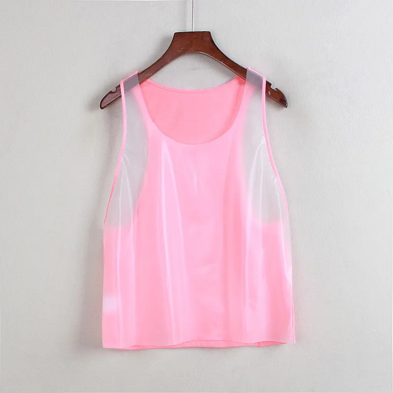 

Women's Clear PVC Tank Top Transparent Sleeveless Shirt Sexy Costumes DJ Club Sheer Top Shirt
