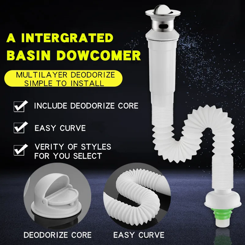 

PGM Downcomer Accessory,Wash Basin Pipe Plumbing Kitchen Sewer Pipe Flexible Bathroom Sink Drains Downcomer Hose Wasted