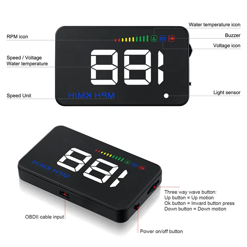 Автомобильный HUD Спидометр A500 3 5 дюймовый дисплей со спидометром OBD2 OBDII OBD