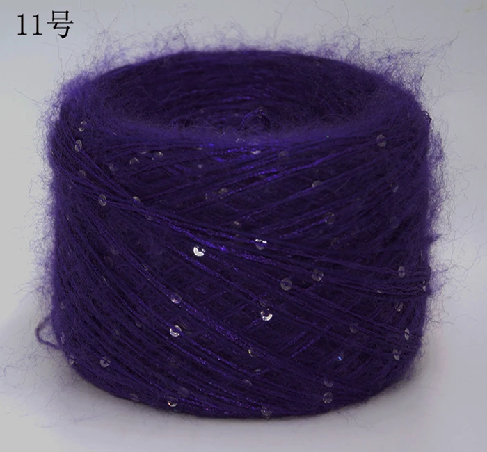 300 г/лот нитки с блестками Смешанная шерстяная шелковая пряжа для вязания крючком