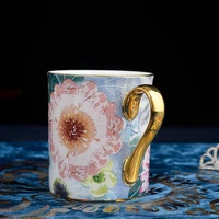 350 ml new product european style luxury gold painted ceramic coffee mug water cup girl gift mug