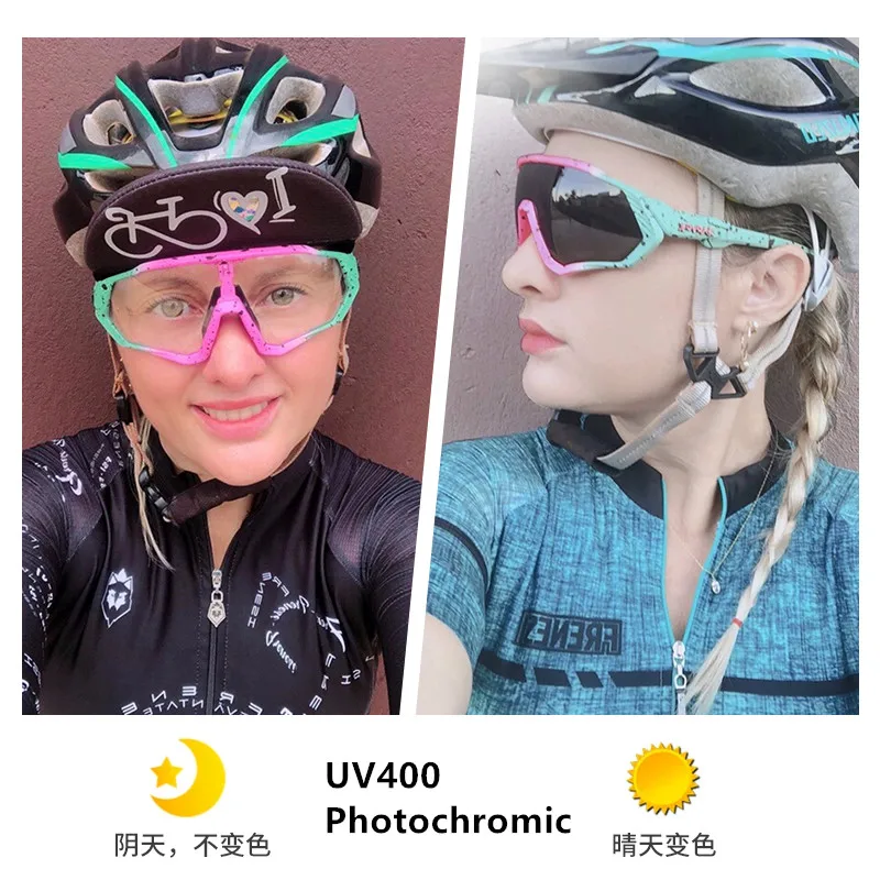 

Kapvoe Photochromic Cycling Sunglasses Men Women Sports Bicycle Eyewear MTB Road Bike Glasses UV400 Discoloration Goggle 1Lens