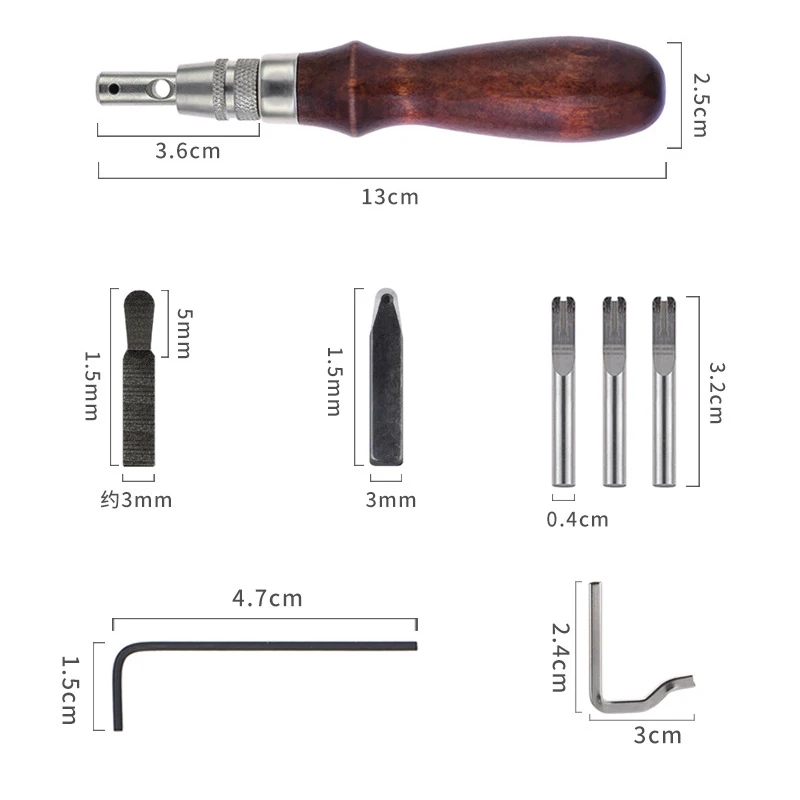 

7 Inch DIY Leathercraft Adjustable Craft Stitching and Groover Crease Leather Practical Hand Tools Set