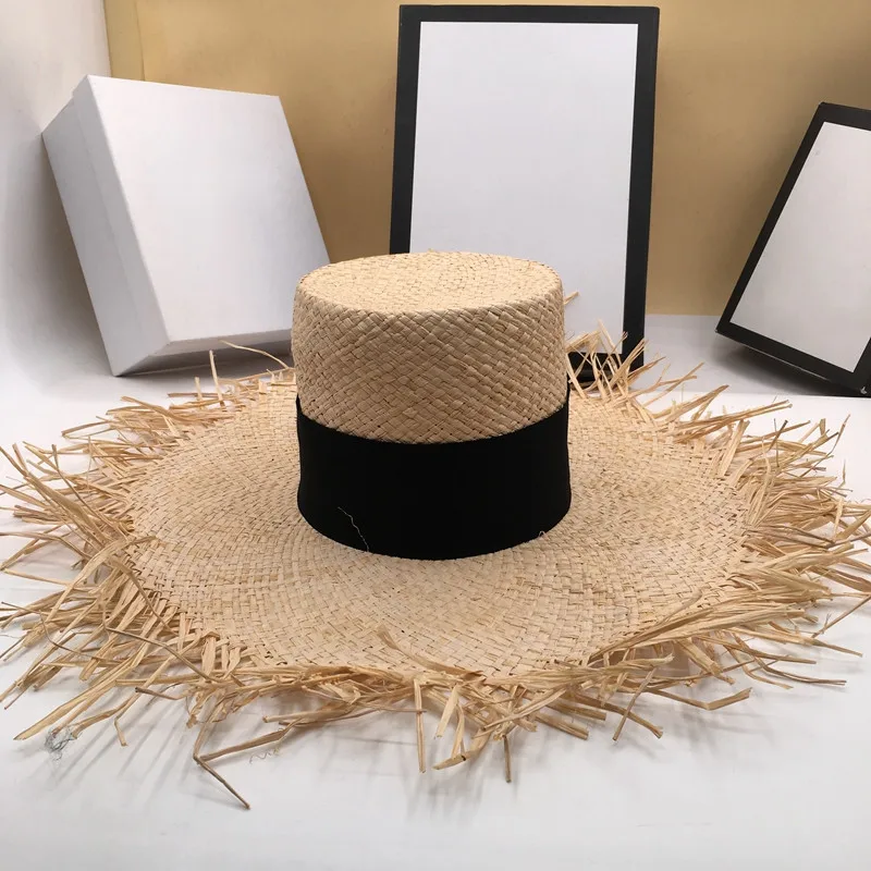 The new sun hat burrs thin section lafite grass is prevented bask in large straw hat brim gao tou2 flat hat for a holiday
