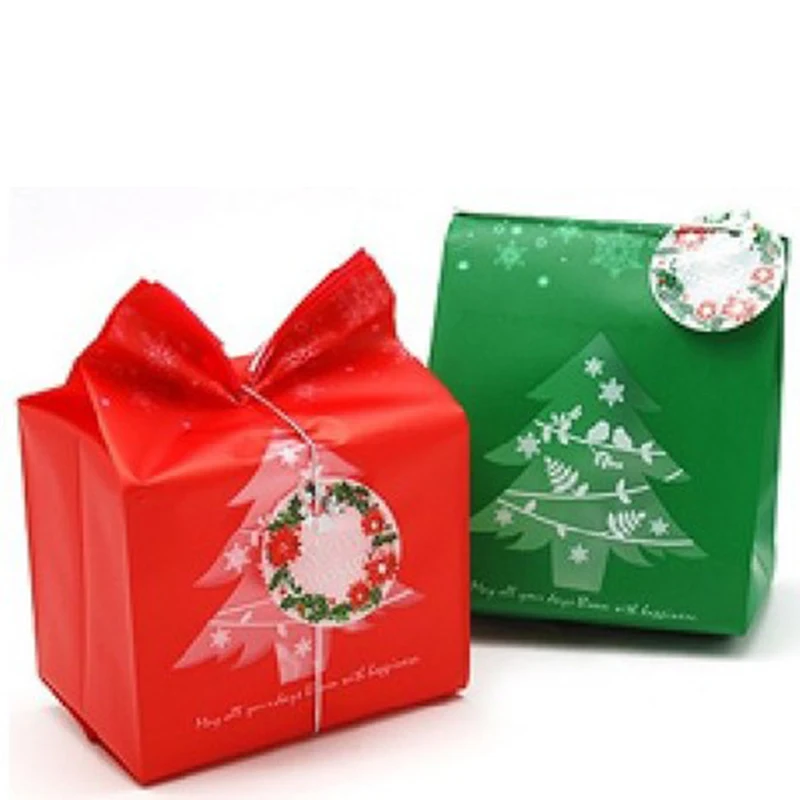 

Gift Bag 50PCS/LOT Snowflake Christmas Tree Plastic Gift Cookie Baking Candy Biscuit Packaging Bag Xmas Decorations Navidad Home