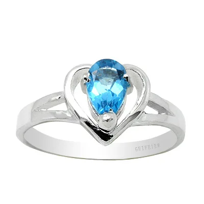 

CoLife Jewelry 925 Silver Topaz Ring for Girl 4mm*6mm Natural Topaz Silver Ring Sterling Silver Topaz Jewelry