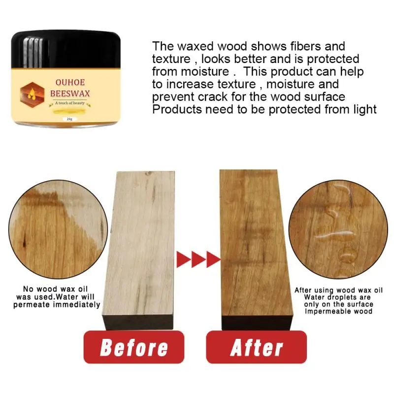 

20g Wood Care Seasoning Beewax Solid Wood Maintenance Cleaning Polished Care Beeswax Waterproof WearResistant Wax Furniture Care