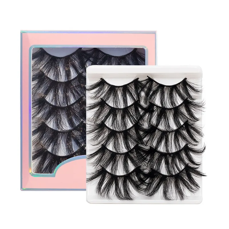 

5 Pairs Of Multi-layer Extended Thick Web Celebrity False Eyelashes 5D25mm Thick False Eyelashes Make Eyes More Attractive Tool