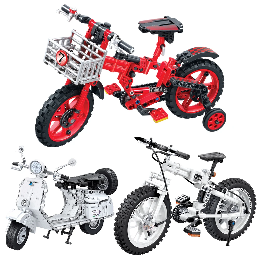 

City Car Sets Technical Vehicle Model Brick Cruising Motorcycle Mountain Bike Building Block DIY Learning Toys Kids Small Gift