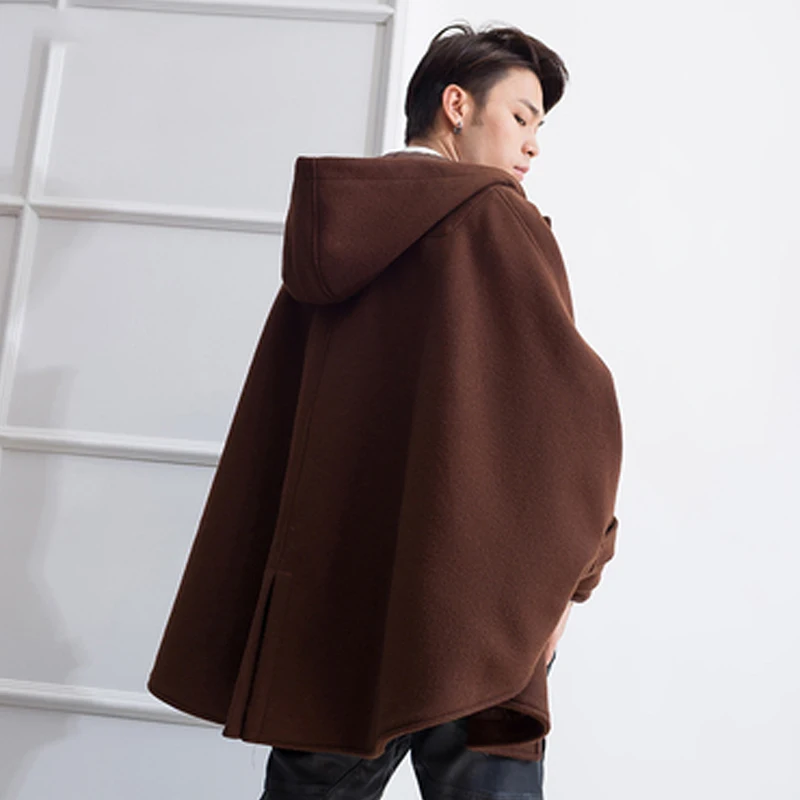 Мужская короткая шерстяная куртка с капюшоном в британском стиле M-4XL 2019 плащ