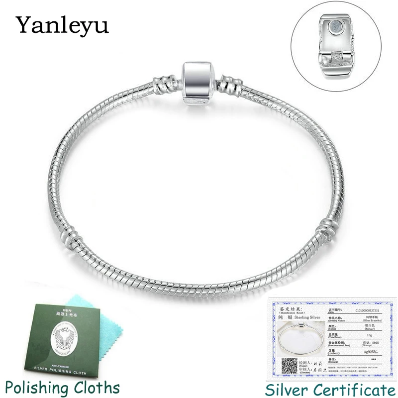 Есть сертификат! Женский серебряный браслет с шармами 100% натуральный из серебра