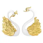 Украшение для торта в виде лебедя, статуэтка, скульптура, топпер для пары, настольные белые украшения на день рождения, статуэтка, настольные украшения, декоративные