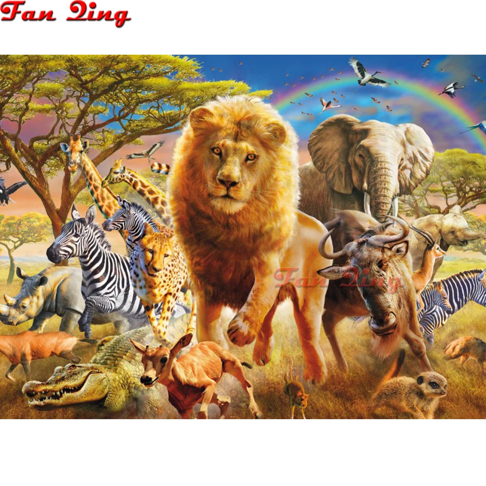 

Алмазная живопись, квадратные животные, домашнее украшение, мозаика, Лев, слон, вышивка, жираф, алмазная вышивка