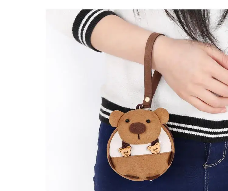 

Monkey Chain Bear Purse little Key Wallet Canvas Kids cute Cute Elephant Lanyard Cartoon Wallets Small Bear coin Wallets coin Pu