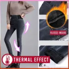 Новинка Зима 2021, женские теплые облегающие джинсы, деловые модные утепленные джинсовые брюки, флисовые эластичные Брендовые брюки черного и синего цвета