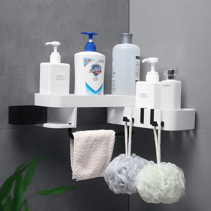

Corner Shower Shelf Bathroom Shampoo Shower Shelf Holder Kitchen Nail-Free Bathroom Storage Rack Organizer Wall Mounted Rack New