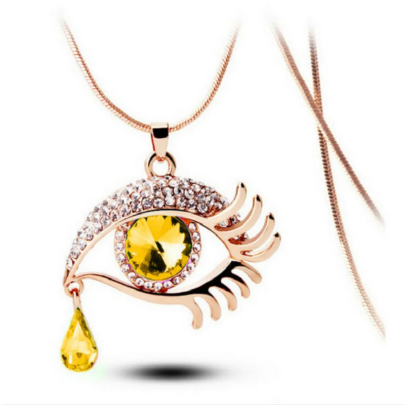 Мода сплав микро вставка Циркон длинный свитер цепи волшебный глаз красочные