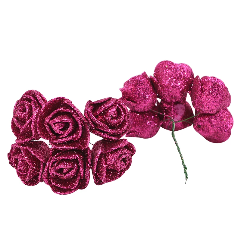 36 шт Блестящий розовый оранжевый Свадебный букет Искусственный цветок из пены