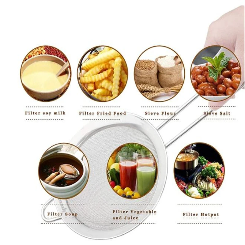 

Fine Mesh Stainless Steel Strainer 3Pcs/ Set Professional Sieve Juice Egg Filter 3 Sieve Colander For Coffee Tea Vegtables