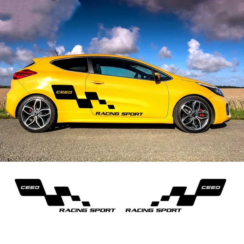 

Для-KIA CEED 3-5 дверей, наклейки на дверь автомобиля, спортивные полосы, обе боковые гоночные решетки, графический декор, наклейка